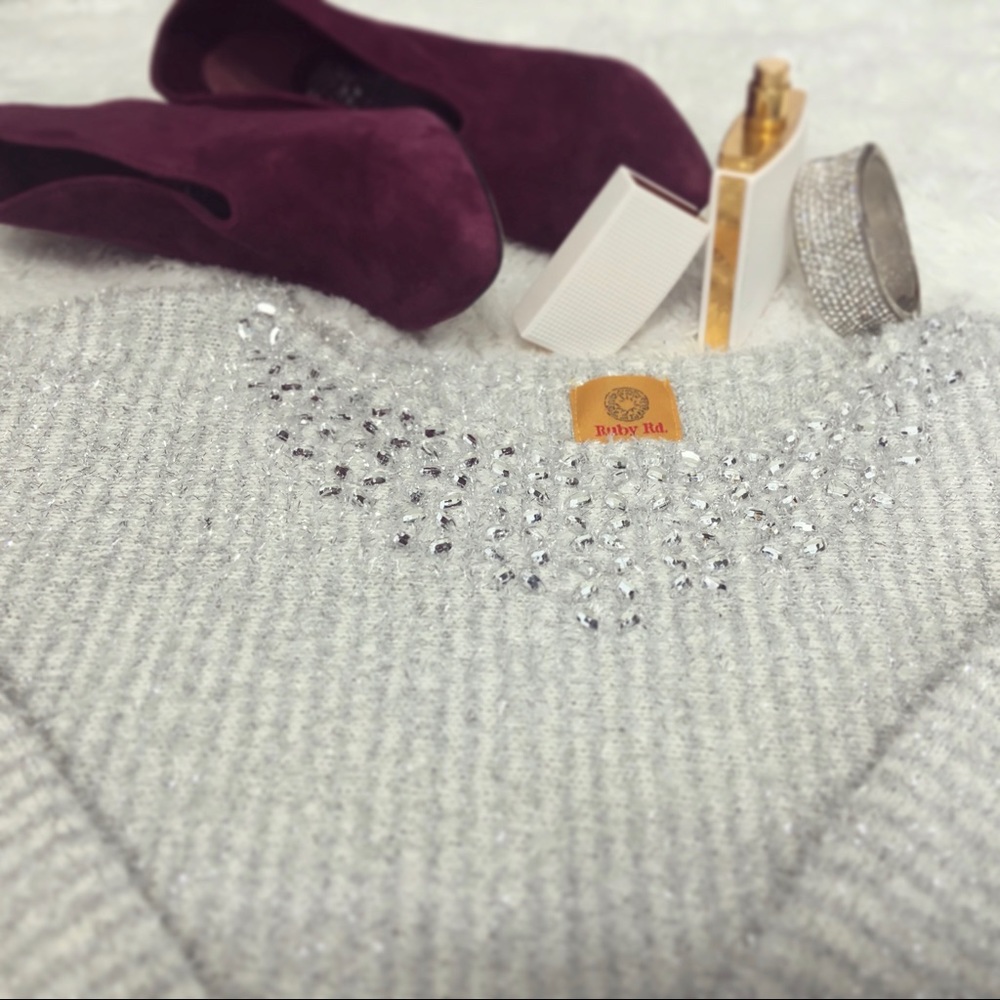 Ruby Rd. silver Eyelash Sweater - Picture 3 of 8